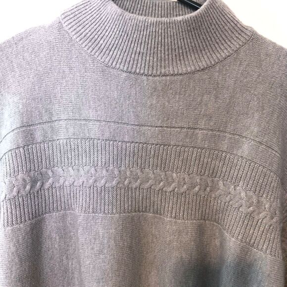 Elie Tahari Mock Neck Cable Knit  Pullover Sweater Long Sleeves Gray Sz L - Picture 3 of 12